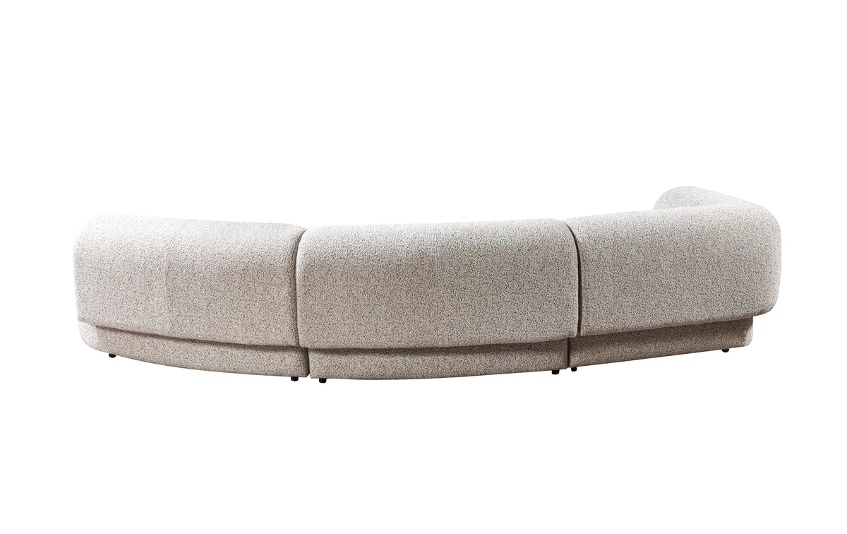 detail view of Esmeralda Stone Boucle 3-Piece Curved Sectional sectional sofa