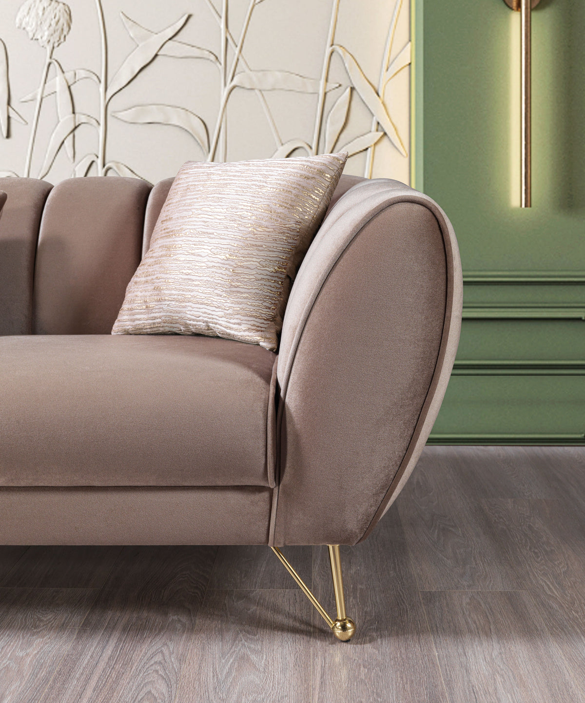 main view of Bianka Coffee Velvet Sofa & Loveseat furniture