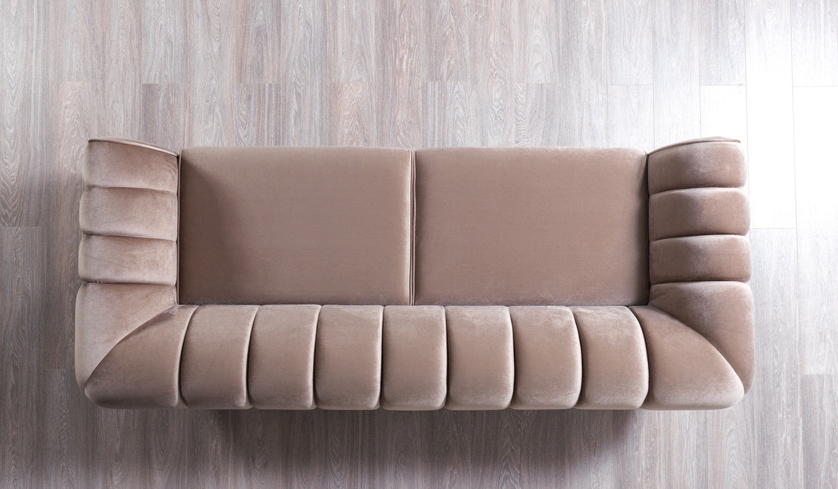 main view of Bianka Coffee Velvet Sofa & Loveseat furniture