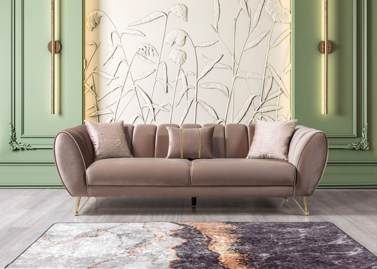 main view of Bianka Coffee Velvet Sofa & Loveseat furniture