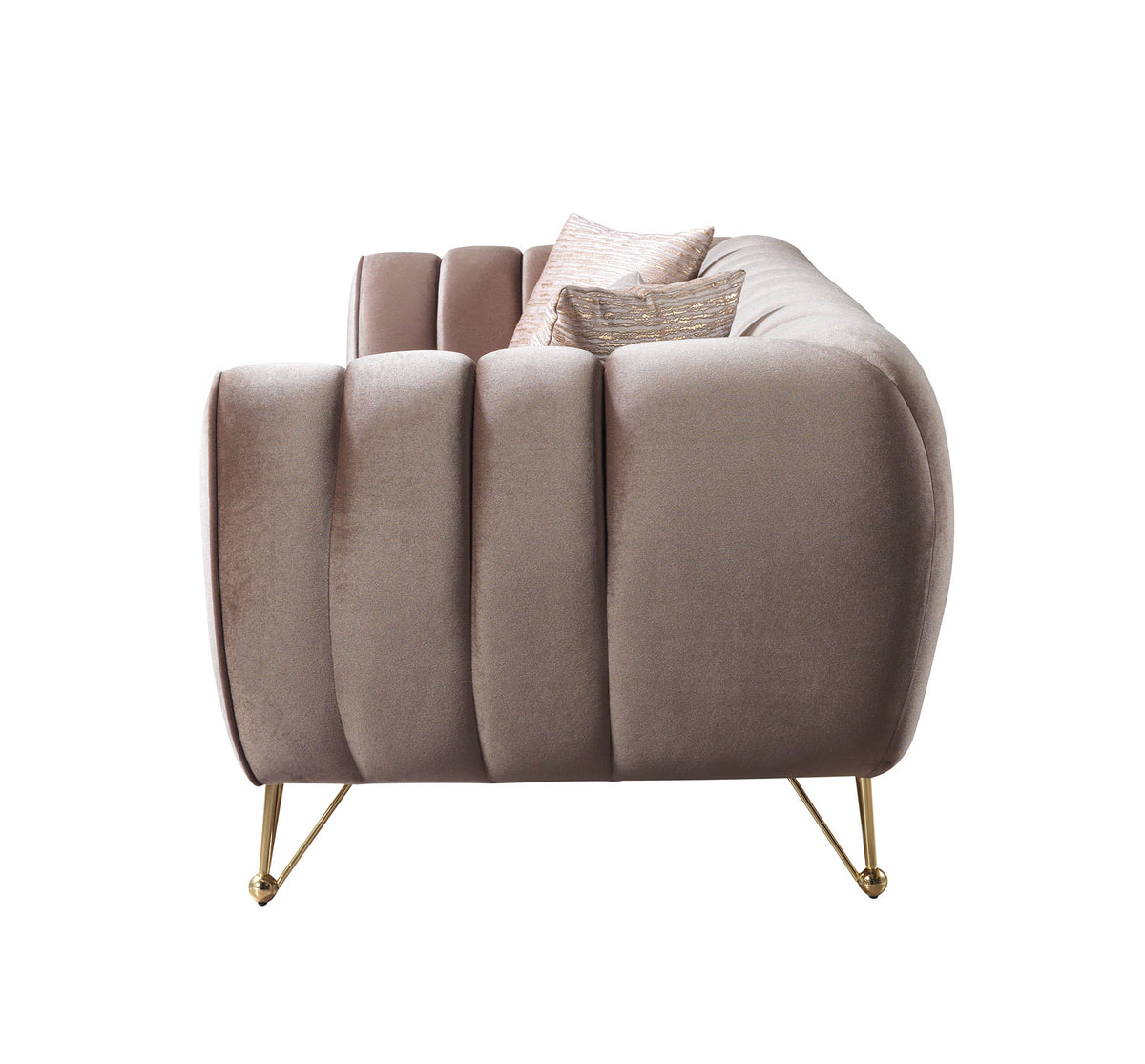 detail view of Bianka Coffee Velvet Sofa & Loveseat furniture