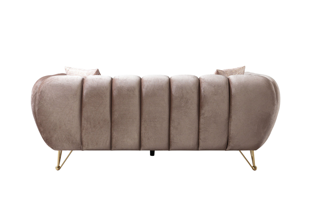 side view of Bianka Coffee Velvet Sofa & Loveseat furniture