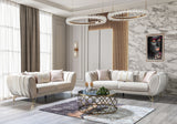 Bianka Ivory Velvet Sofa side angle