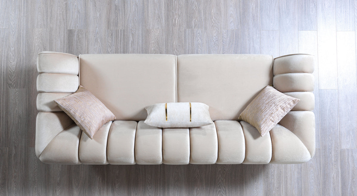Detailed close-up of sofa stitching