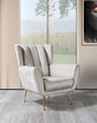 Bianka Ivory Velvet Chair front left angle in ivory velvet