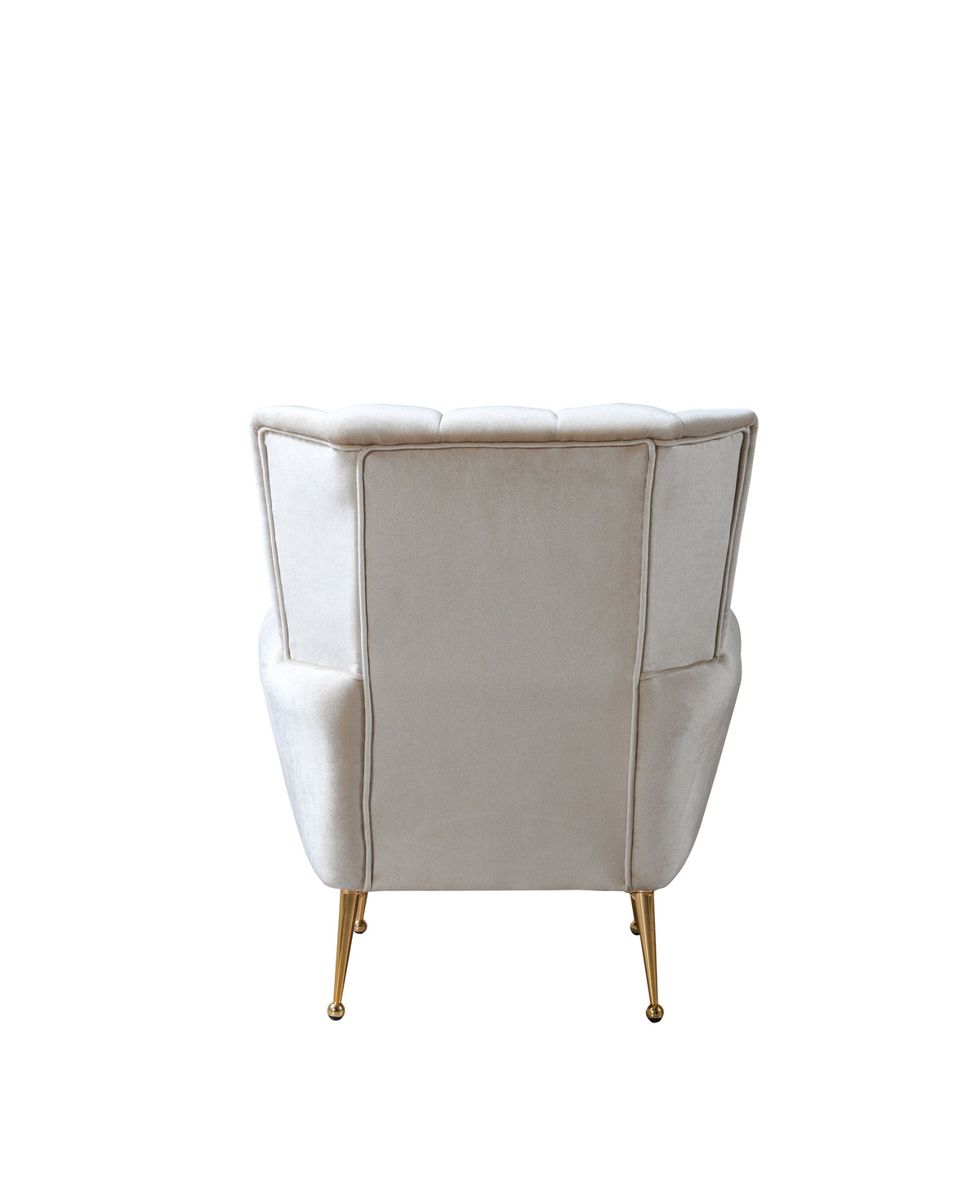 Angle view of Bianka Ivory Velvet Chair with plush seating