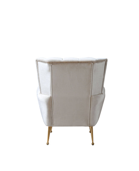 Angle view of Bianka Ivory Velvet Chair with plush seating