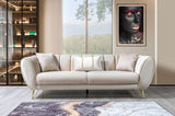 Bianka Ivory Velvet Loveseat front view