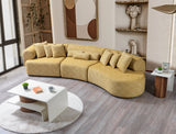 Detail of Esmeralda Mustard Boucle sectional fabric texture