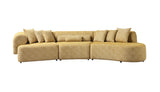 Close-up of boucle fabric and sectional frame