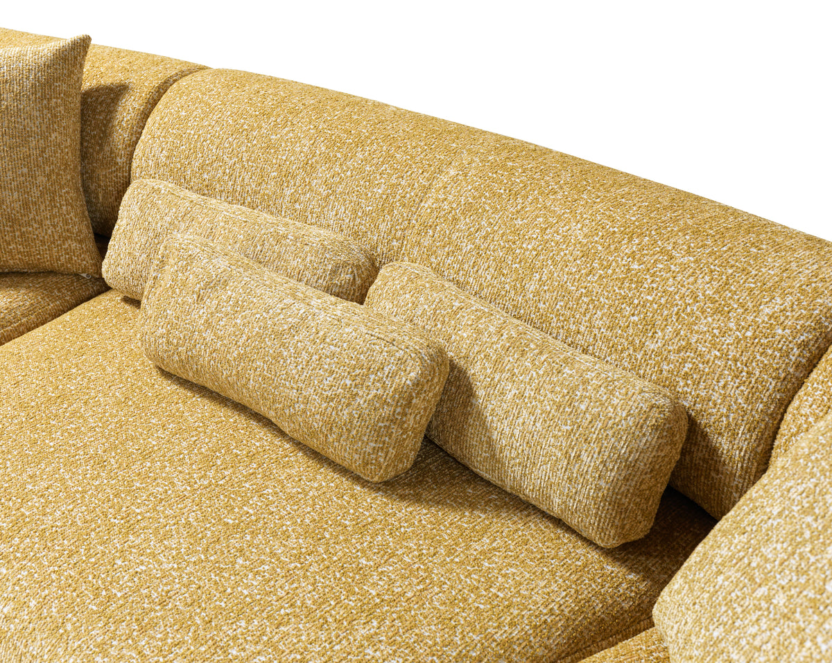 Close-up detail of curved sectional design