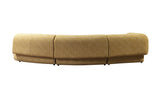 Side profile of 3-piece curved sectional sofa