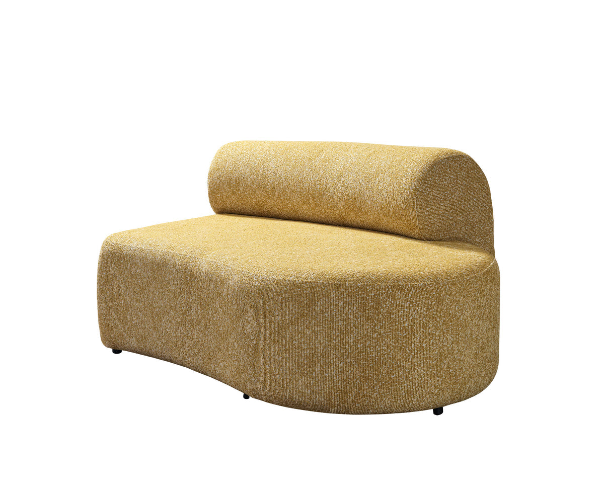 Side perspective of curved chaise sectional
