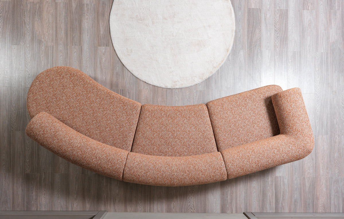 main view of Esmeralda Orange Boucle 3-Piece Curved Sectional sectional sofa