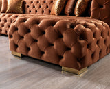 Seva Orange Velvet Double Chaise sectional in room setting