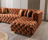 Seva Orange Velvet Double Chaise sectional velvet texture close-up
