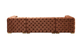 Seva Orange Velvet Double Chaise sectional side elevation