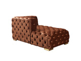Seva Orange Velvet Double Chaise sectional in room layout