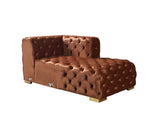 Seva Orange Velvet Double Chaise sectional side seating view