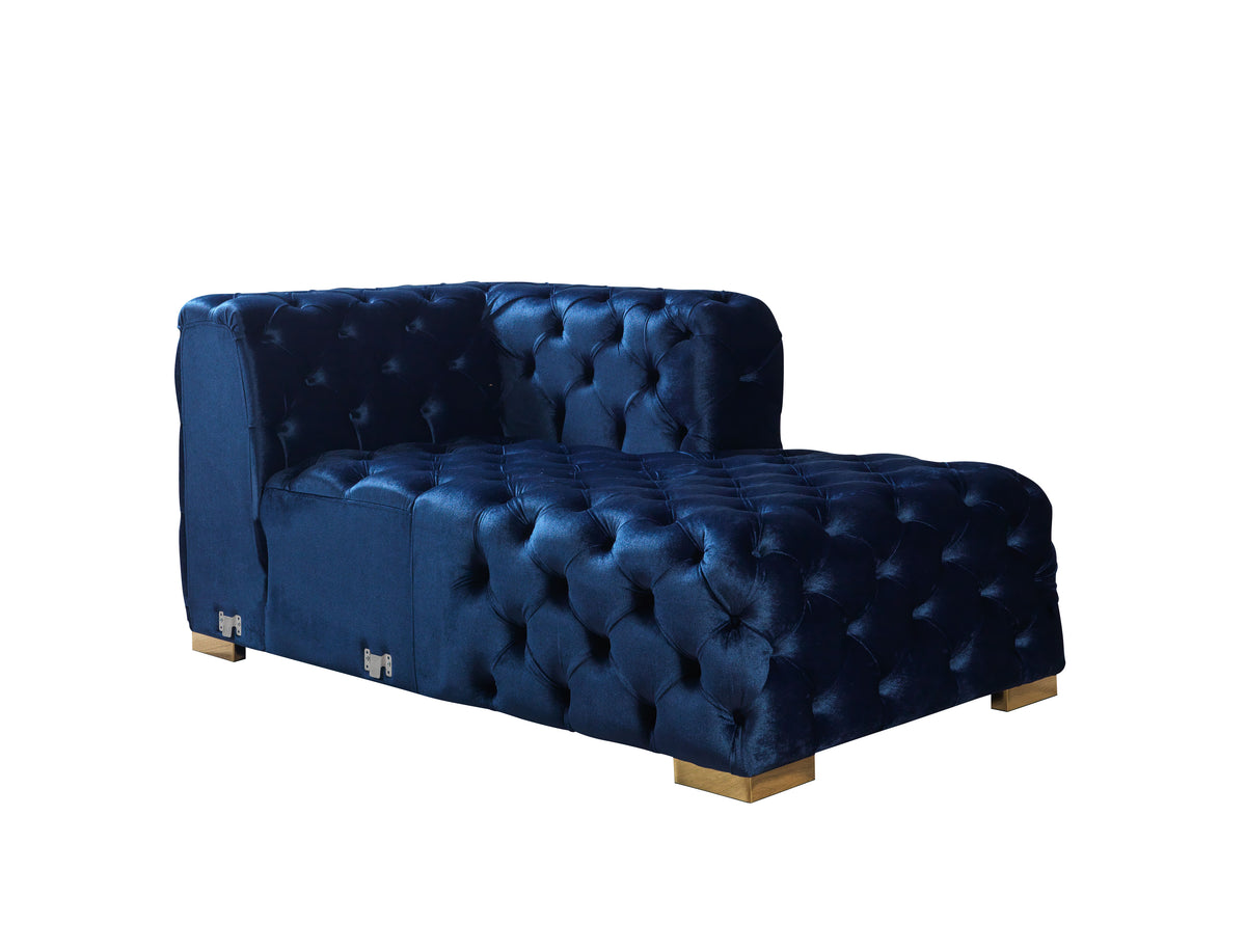 Seva Blue Velvet Double Chaise 138" sectional sofa main view front