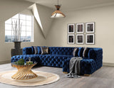 Seva Blue Velvet Double Chaise 138" sectional sofa side view