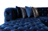 Seva Blue Velvet Double Chaise 138" sectional sofa living room angle