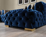Seva Blue Velvet Double Chaise 138" sectional sofa front perspective