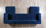 Seva Blue Velvet Double Chaise 138" sectional sofa side profile