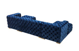 Seva Blue Velvet Double Chaise 138" sectional sofa room layout