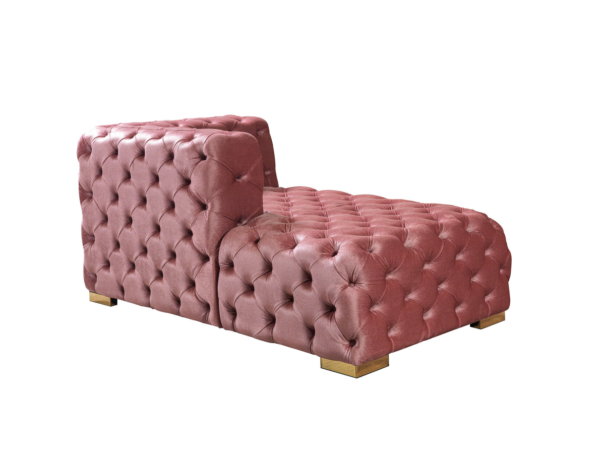 Seva Pink Velvet Double Chaise 138" Sectional sofa in decorated room