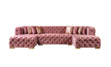 Side profile of Seva Pink Velvet Double Chaise 138" Sectional sofa