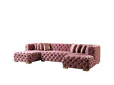 Velvet texture detail on Seva Pink Velvet Double Chaise 138" Sectional sofa