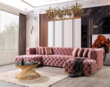Seva Pink Velvet Double Chaise 138" Sectional sofa side view