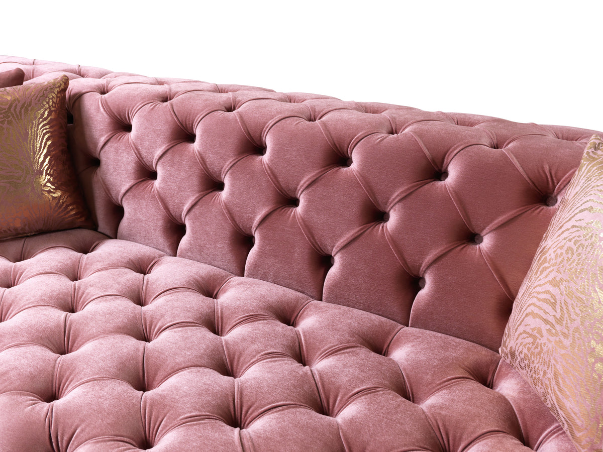 Seva Pink Velvet Double Chaise 138" Sectional sofa front angle