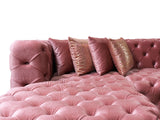 Living room setting with Seva Pink Velvet Double Chaise 138" Sectional sofa
