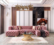 Seva Pink Velvet Double Chaise 138" Sectional sofa front view