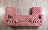 Living room with Seva Pink Velvet Double Chaise 138" Sectional sofa