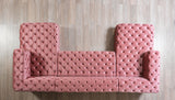 Seva Pink Velvet Double Chaise 138" Sectional sofa top angle
