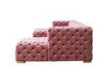 Seva Pink Velvet Double Chaise 138" Sectional sofa fabric close-up