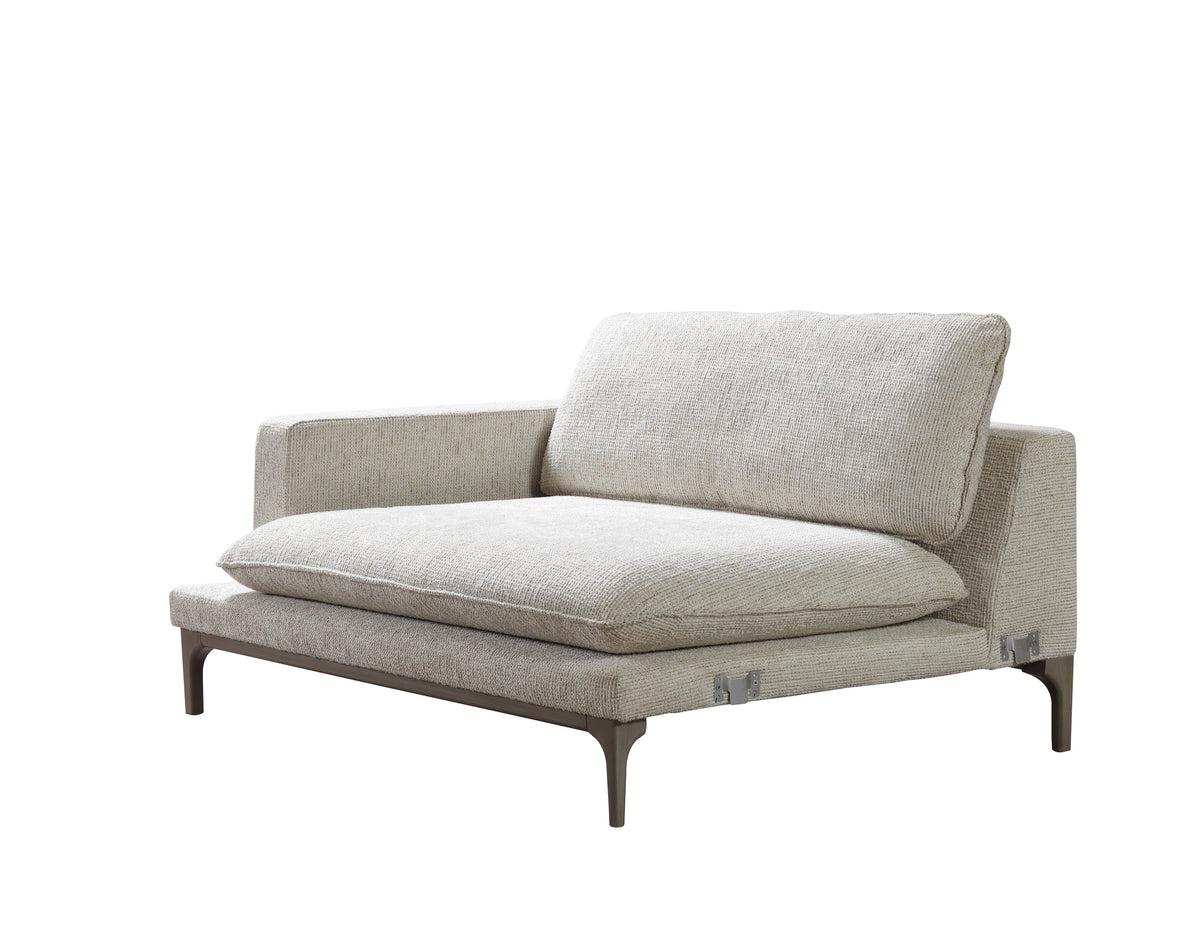 Profile view of Alexis ivory linen sectional sofa