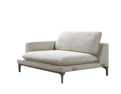Profile view of Alexis ivory linen sectional sofa