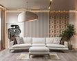 Main view of Alexis Ivory Linen Curved 3-Piece 126" Sectional Sofa with Ottoman