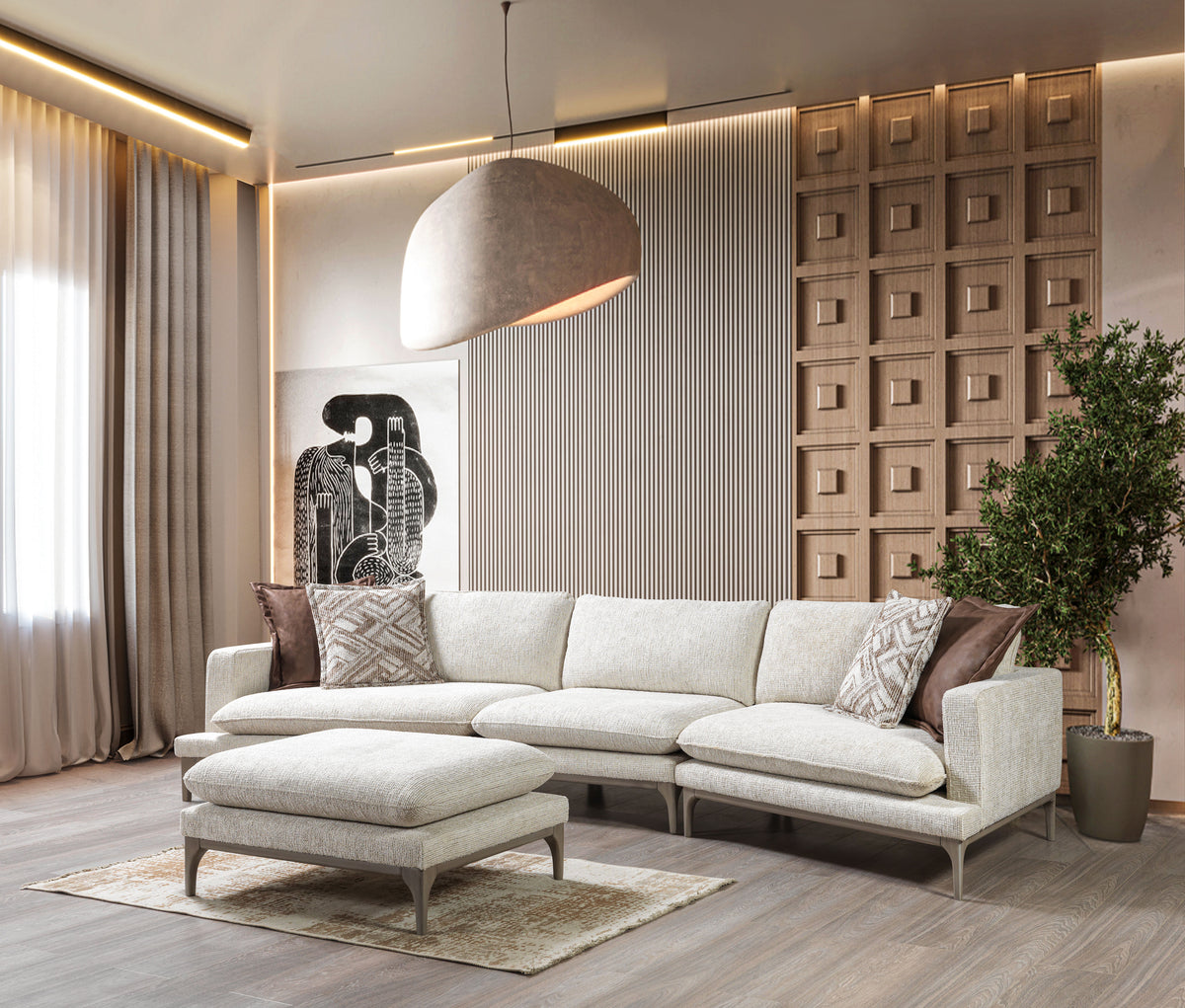 Room view featuring Alexis 126" sectional with ottoman