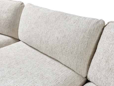 Front close-up of Alexis ivory linen sectional sofa