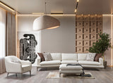 Side view of Alexis Ivory Linen Upholstered Chair highlighting fabric texture