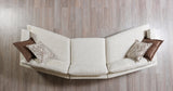 Stylish contemporary curved sectional sofa in ivory linen
