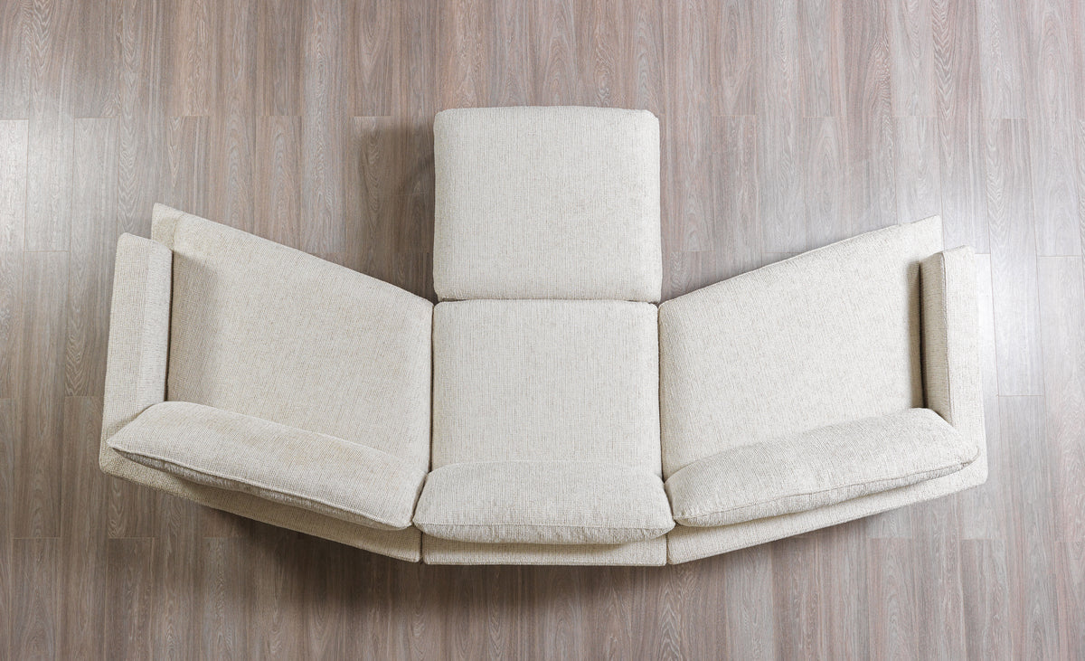 Side perspective of Alexis 3-piece sectional with ottoman