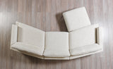 Detailed stitching on Alexis ivory linen sectional sofa