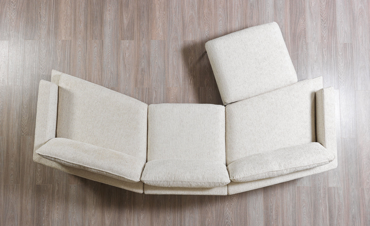 Detailed stitching on Alexis ivory linen sectional sofa