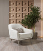 Alexis Ivory Linen Upholstered Chair angled view showing upholstery